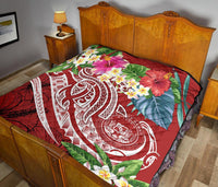 Polynesian Hawaii Premium Quilt - Summer Plumeria (Red) - Polynesian Pride