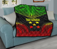 Gambier Islands Premium Quilt - Gambier Islands Flag Polynesian Chief Reggae Version - Polynesian Pride