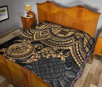 Polynesian Premium Quilt - Polynesian Golden Turtle Hibiscus - Polynesian Pride