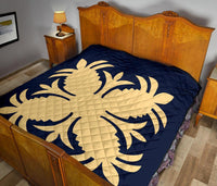 Hawaiian Premium Quilt Royal Pattern - Indigo - A2 Style - AH J2 - Polynesian Pride