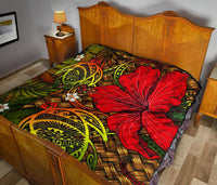 Hawaii Lauhala Hibiscus Polynesian Tropical Reggae Premium Quilt - Wake Style - AH - Polynesian Pride