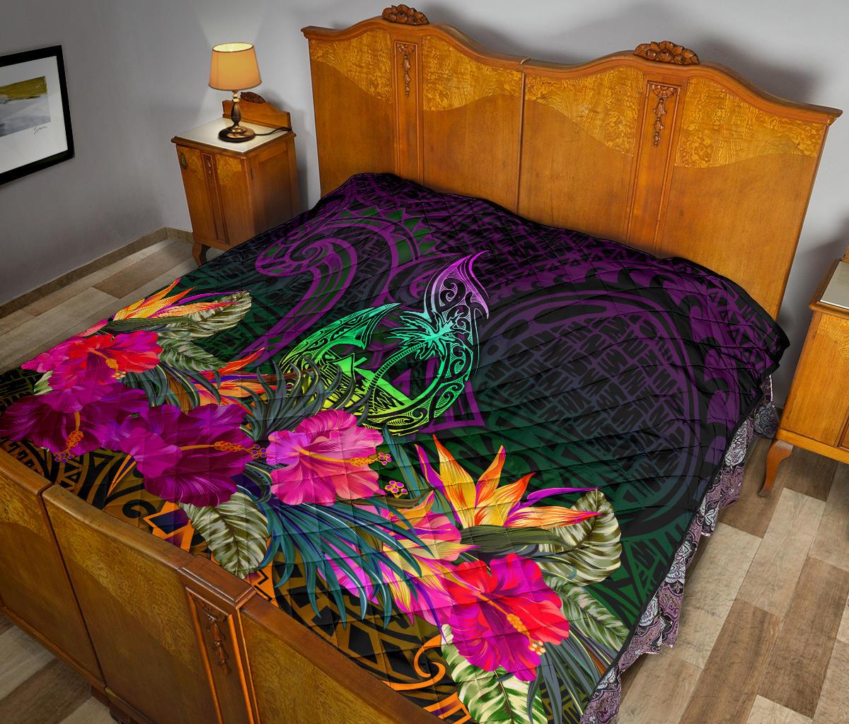 Guam Polynesian Premium Quilt - Summer Hibiscus - Polynesian Pride