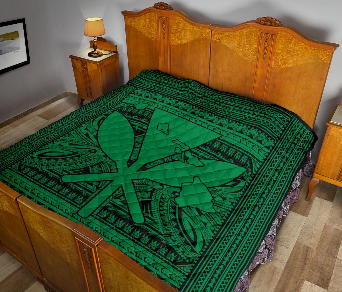 Hawaii Polynesian Kanaka Maoli Premium Quilt Green - Polynesian Pride