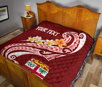 Fiji Custom Personalised Premium Quilt - Fiji Seal Polynesian Patterns Plumeria (Red) - Polynesian Pride