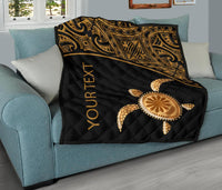 Polynesian Custom Personalised Premium Quilt - Gold Turtle Curver Style - Polynesian Pride
