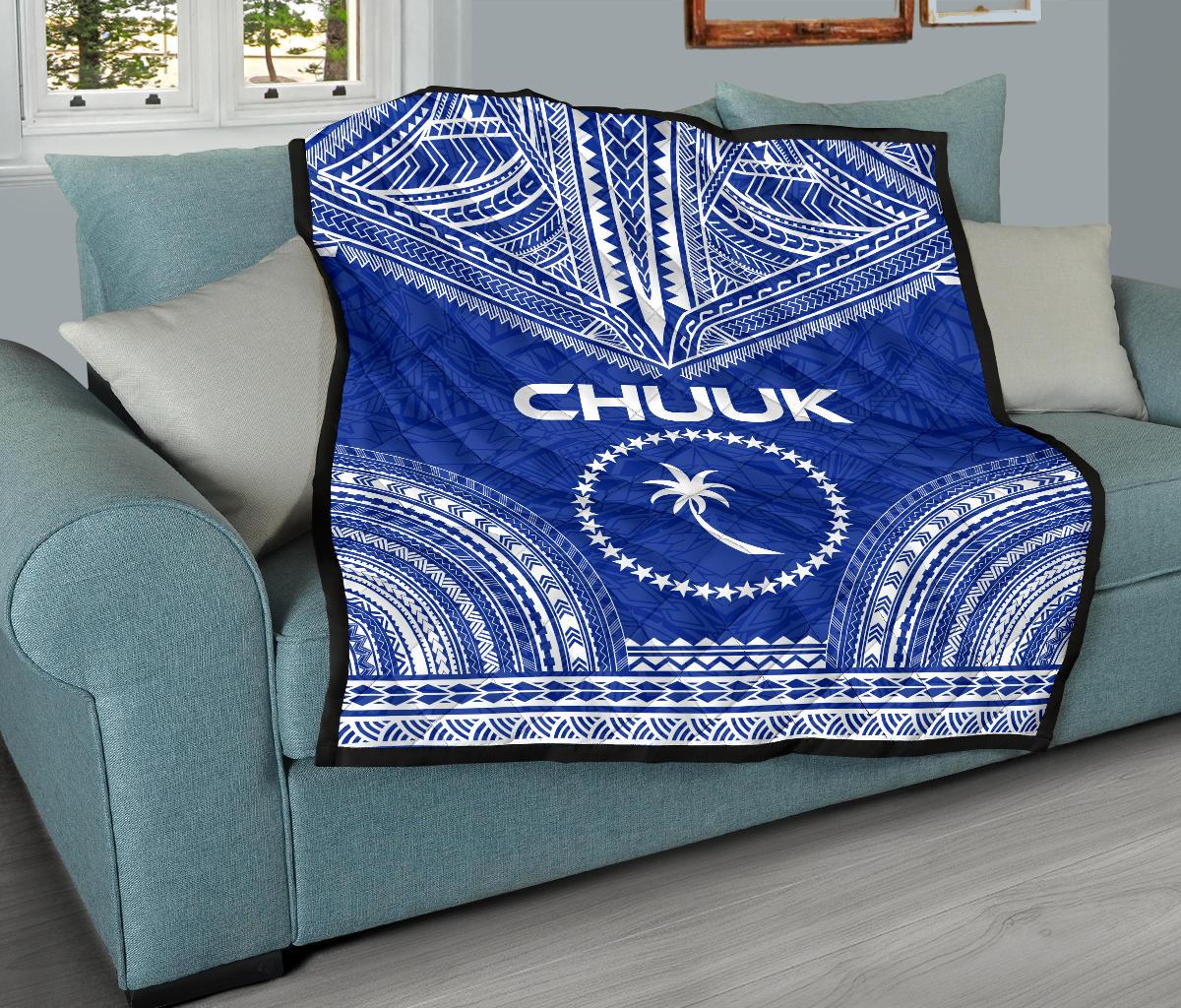 Chuuk Premium Quilt - Chuuk Flag Polynesian Chief Blue Version - Polynesian Pride