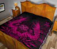 Hawaii Owl Hibiscus Plumeria Premium Quilt - Pink - Polynesian Pride