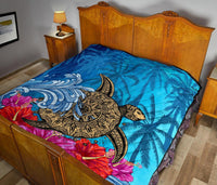 Hawaii Sea Turtle Hibiscus Coconut Tree Premium Quilt - Polynesian Pride