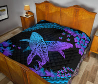 Hawaii Whale Polynesian Hibiscus Premium Quilt - Lae Style - Polynesian Pride