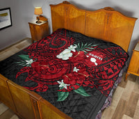 Tahiti Polynesian Premium Quilt - Hibiscus and Sea Turtle (Red) - Polynesian Pride