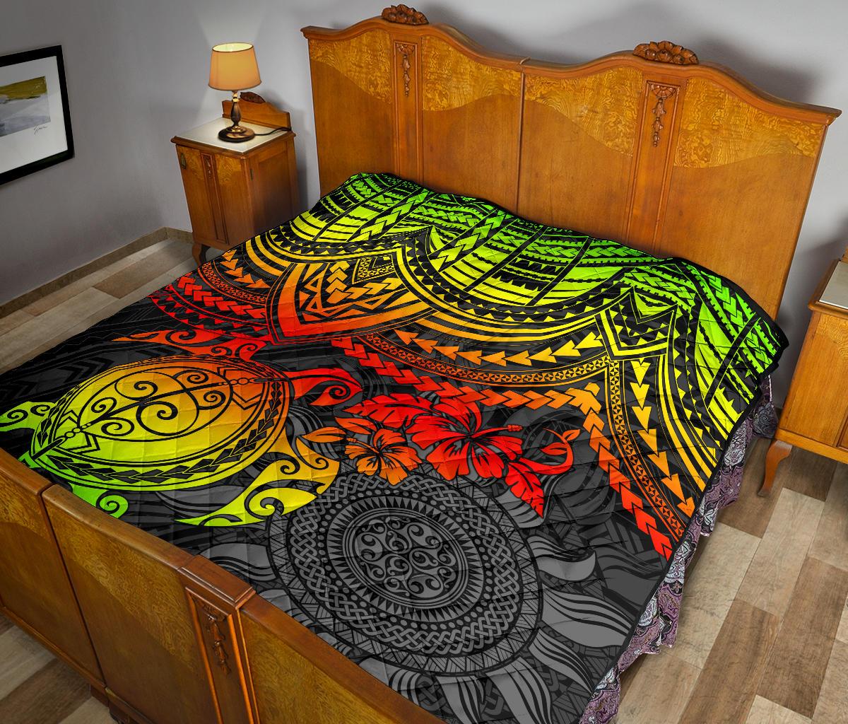Polynesian Premium Quilt - Polynesian Reggae Turtle - Polynesian Pride
