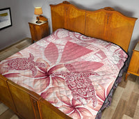 Hawaii Turtle Kanaka Plumeria Polynesian Pink Premium Quilt - Polynesian Pride