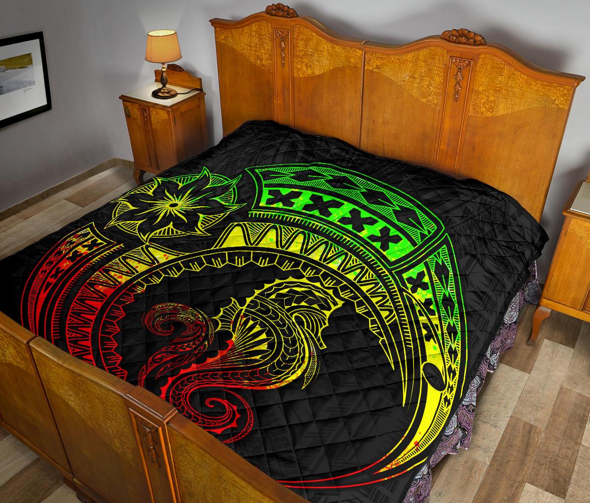 Polynesian Quilt - Polynesian Reggae Seahorse Tattoo - Polynesian Pride