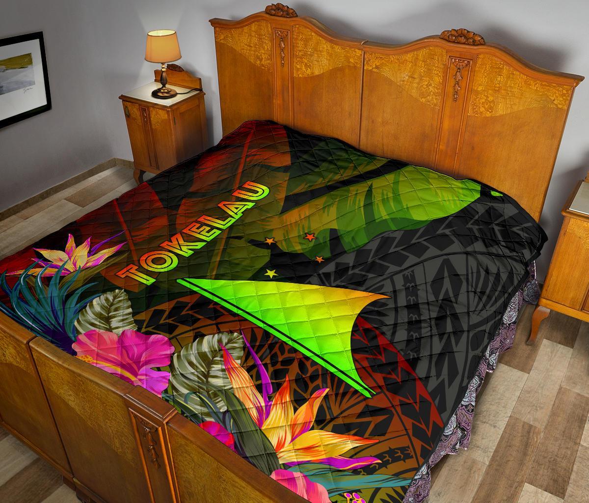 Tokelau Polynesian Premium Quilt - Hibiscus and Banana Leaves - Polynesian Pride