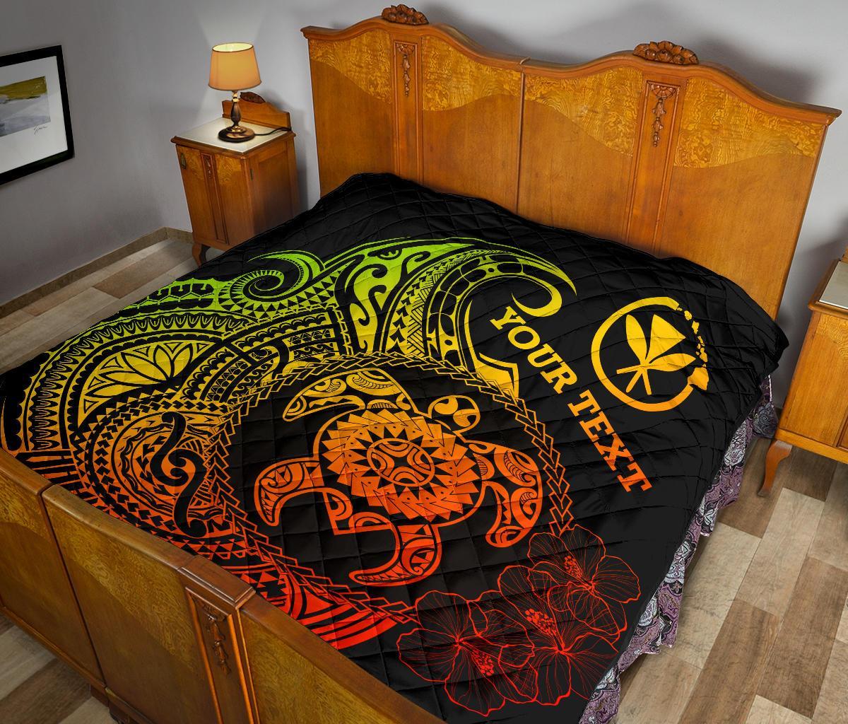Hawaii Polynesian Personalised Premium Quilt - Vintage Polynesian Turtle (Reggae) - Polynesian Pride