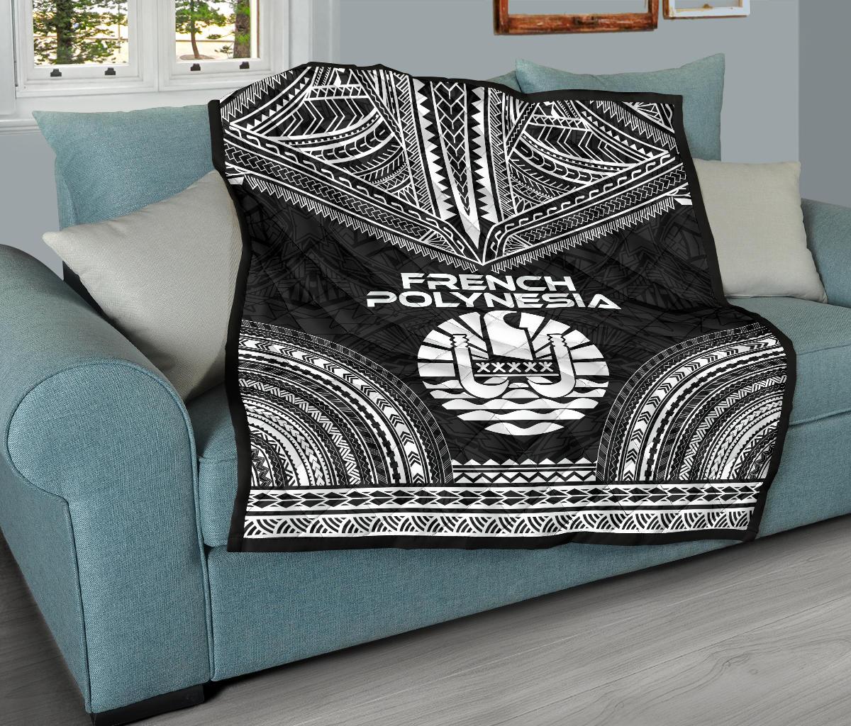 French Polynesia Premium Quilt - French Polynesia Polynesian Chief Black Version - Polynesian Pride