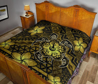 Hawaii Mix Polynesian Turtle Plumeria Premium Quilt - AH - Nick Style - Yellow - Polynesian Pride