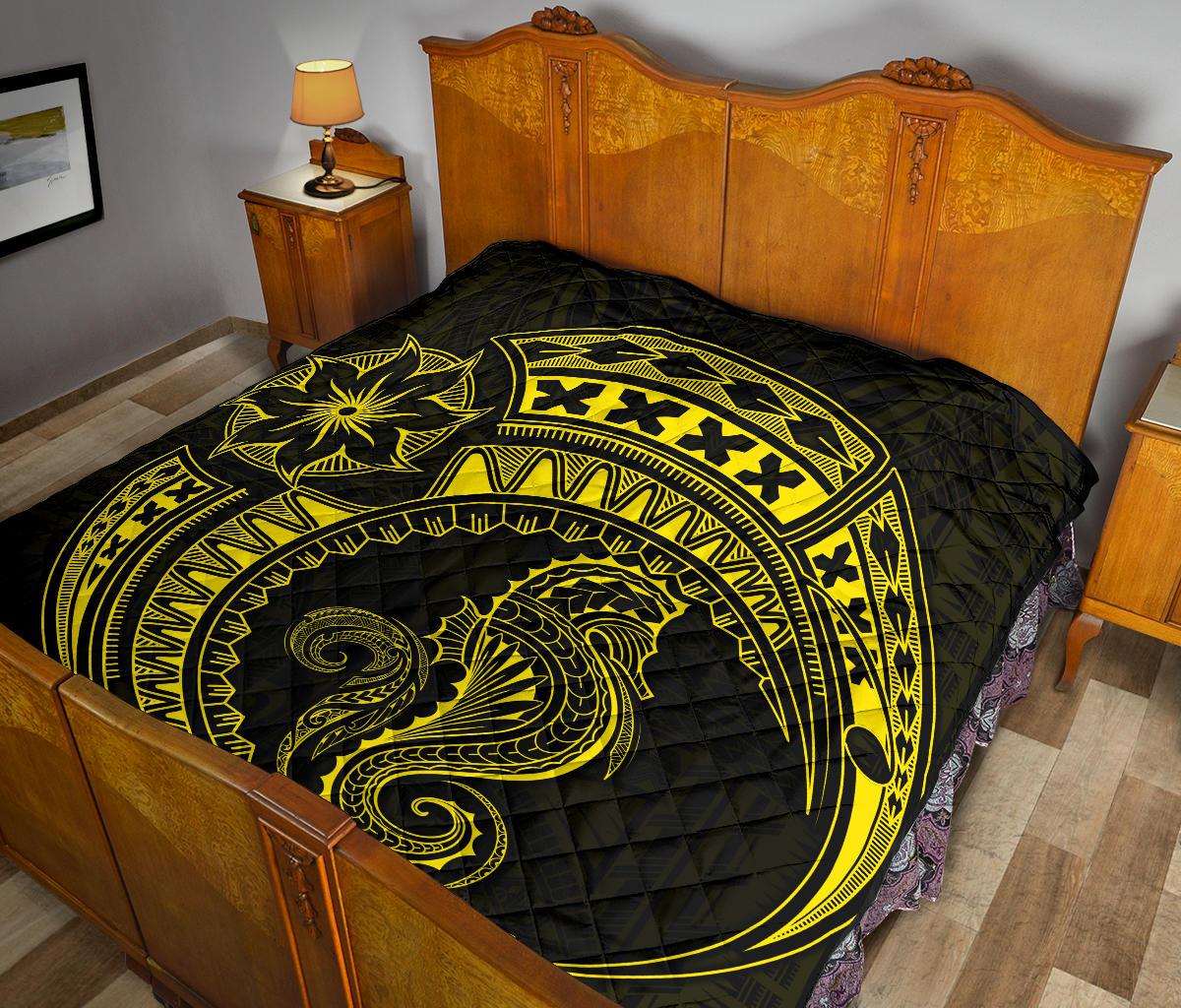 Polynesian Quilt - Polynesian Yellow Seahorse Tattoo - Polynesian Pride