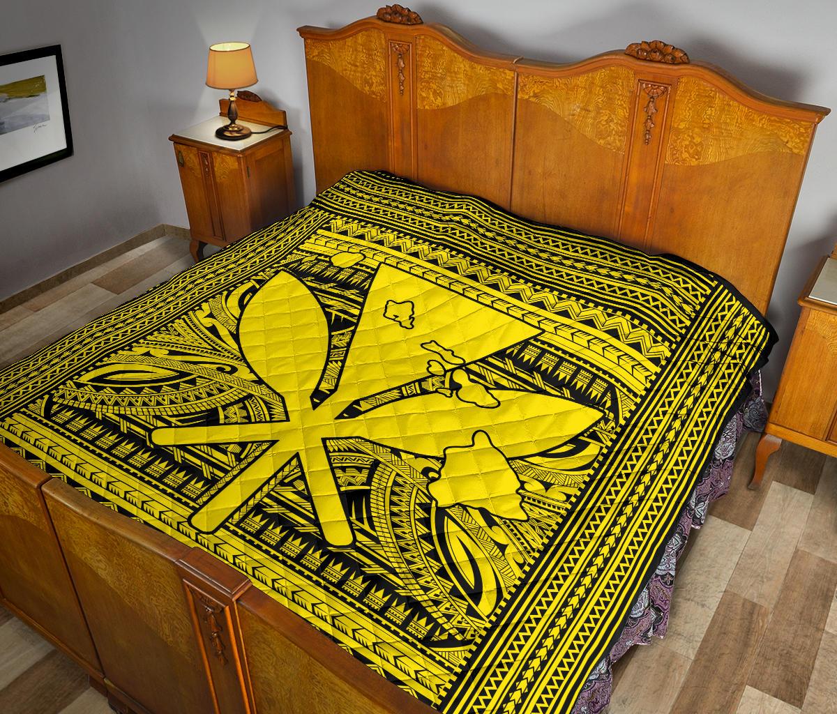 Hawaii Polynesian Kanaka Maoli Premium Quilt Yellow - Polynesian Pride