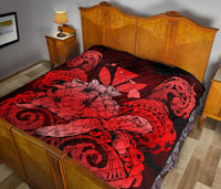 Hawaii Turtle Wave Polynesian Premium Quilt - Hey Style Red - Polynesian Pride