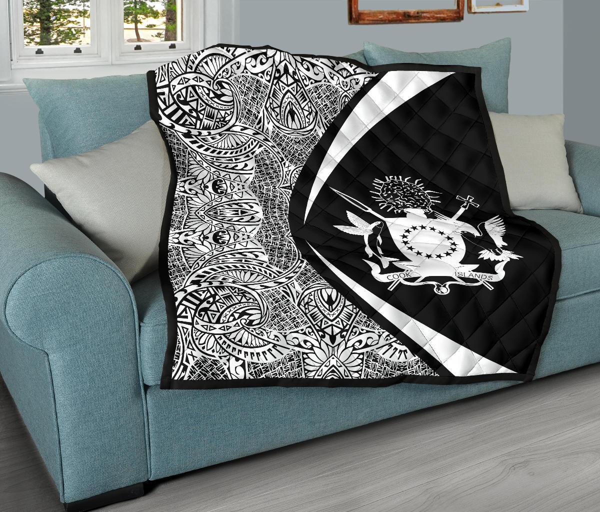 Cook Islands Coat Of Arms Polynesian Premium Quilt - Circle Style - 01 - Polynesian Pride