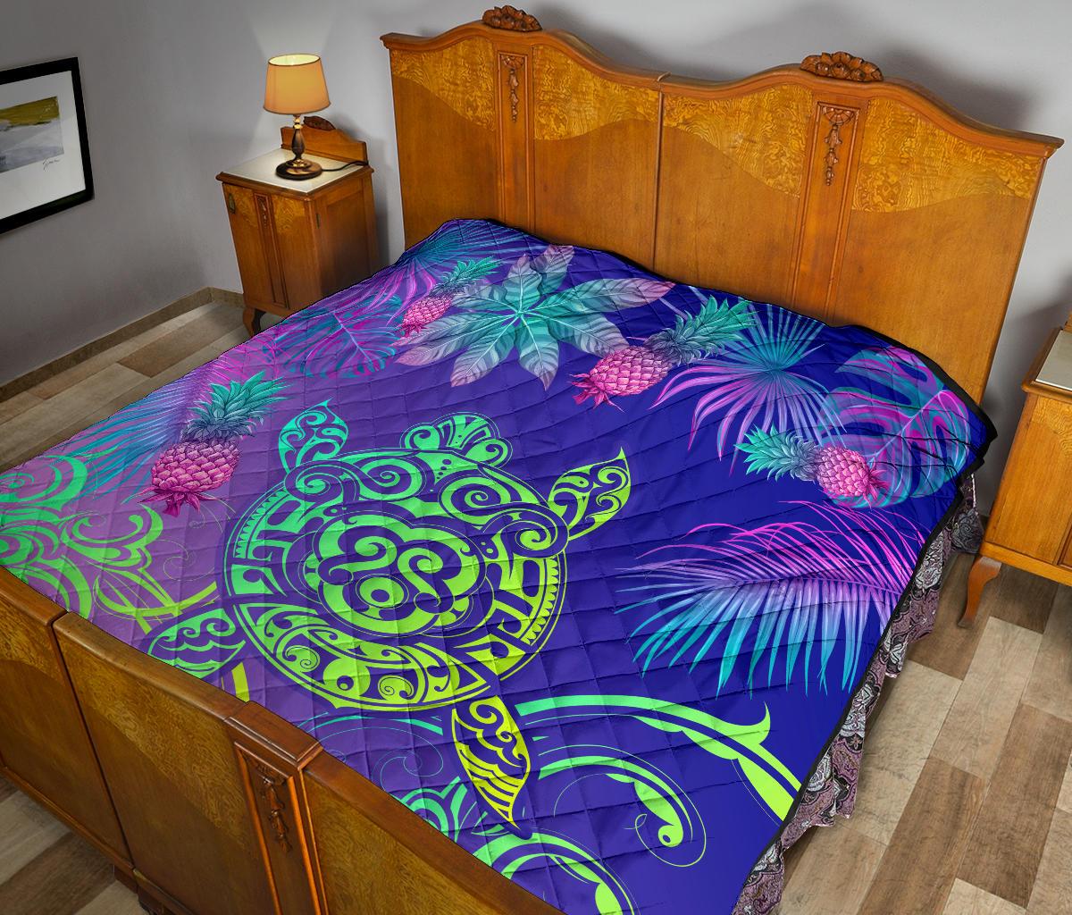Hawaii Turtle Tropical Kanaka Maoli Premium Quilt - Yez Style - Polynesian Pride