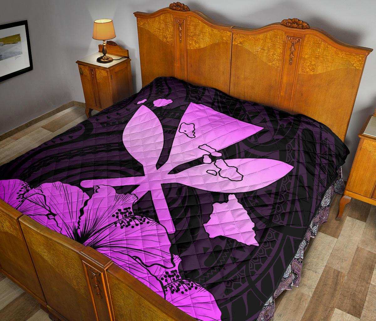 Hawaiian Kanaka Premium Quilt Hibiscus Polynesian Love Pink - Polynesian Pride