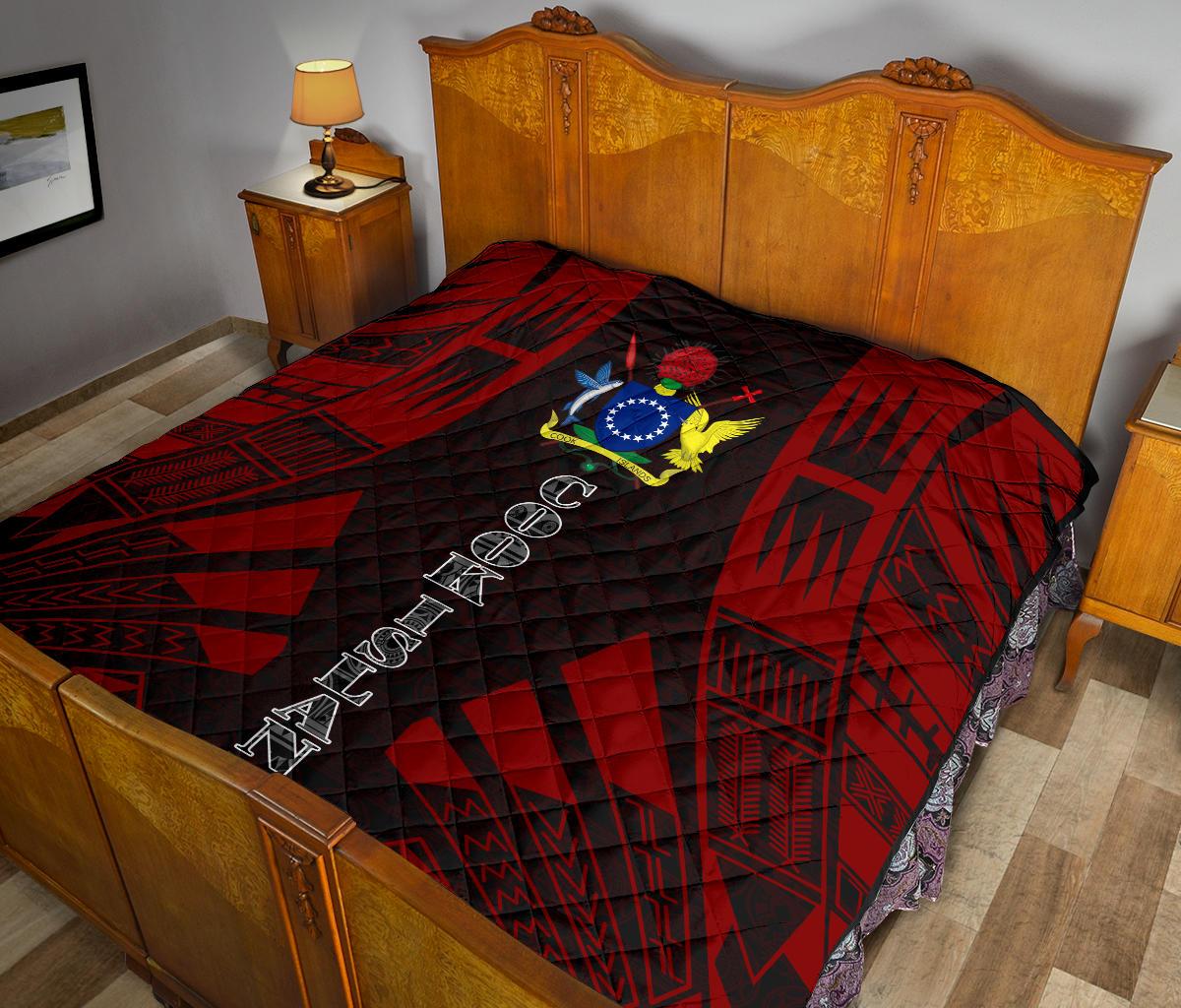 Cook Islands Premium Quilt - Cook Islands Polynesian Red Tattoo - Polynesian Pride