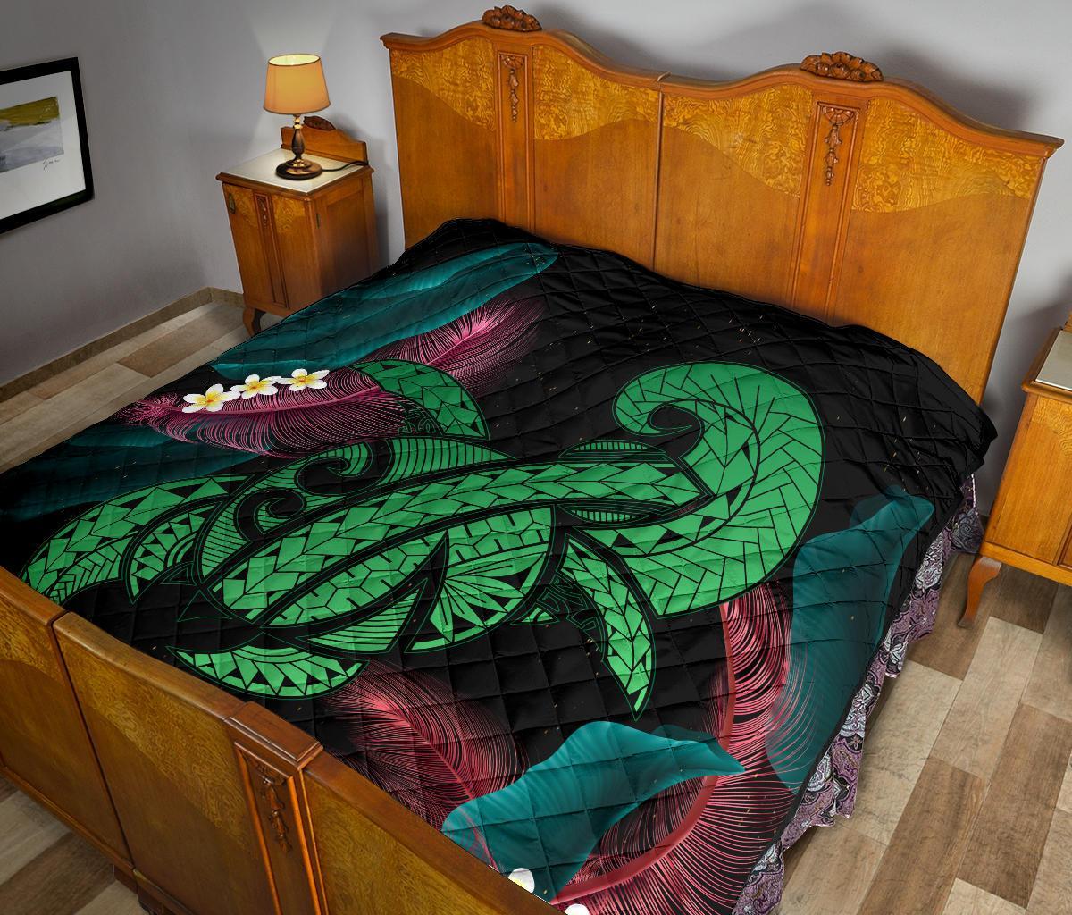 Hawaii Turtle Polynesian Tropical Premium Quilt - Ghia Style Green - Polynesian Pride