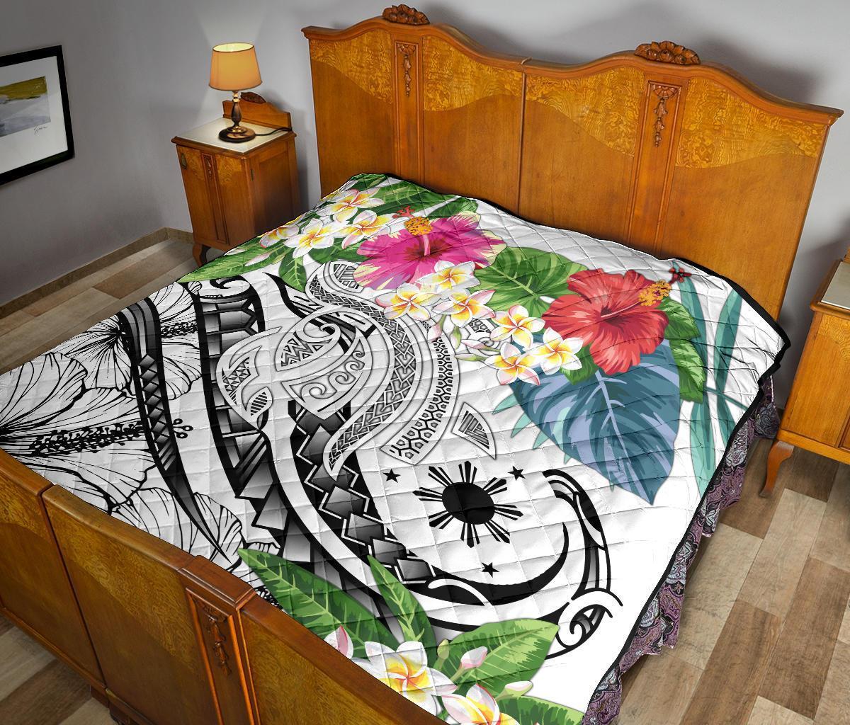 The Philippines Premium Quilt - Summer Plumeria (White) - Polynesian Pride