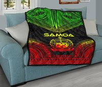 Samoa Premium Quilt - Samoa Coat Of Arms Polynesian Chief Reggae Version - Polynesian Pride