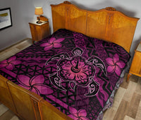 Hawaii Mix Polynesian Turtle Plumeria Premium Quilt - AH - Nick Style - Pink - Polynesian Pride