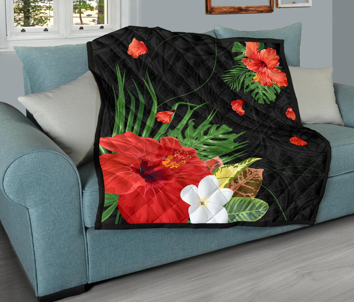 Hawaii Hibiscus Polynesian Premium Quilt - Polynesian Pride