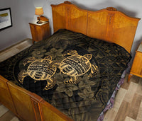 Hawaii Premium Quilt - Turtle Strong Pattern Hibiscus Plumeria Gold AH - Polynesian Pride