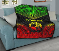 Tonga Premium Quilt - Tonga Coat Of Arms Polynesian Chief Reggae Version - Polynesian Pride