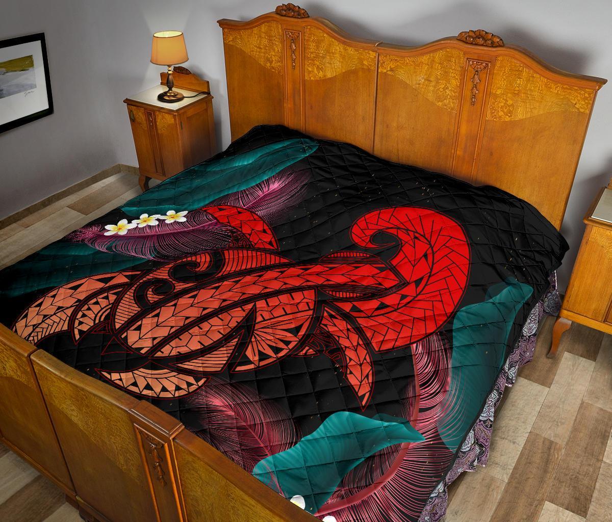 Hawaii Turtle Polynesian Tropical Premium Quilt - Ghia Style Red - Polynesian Pride