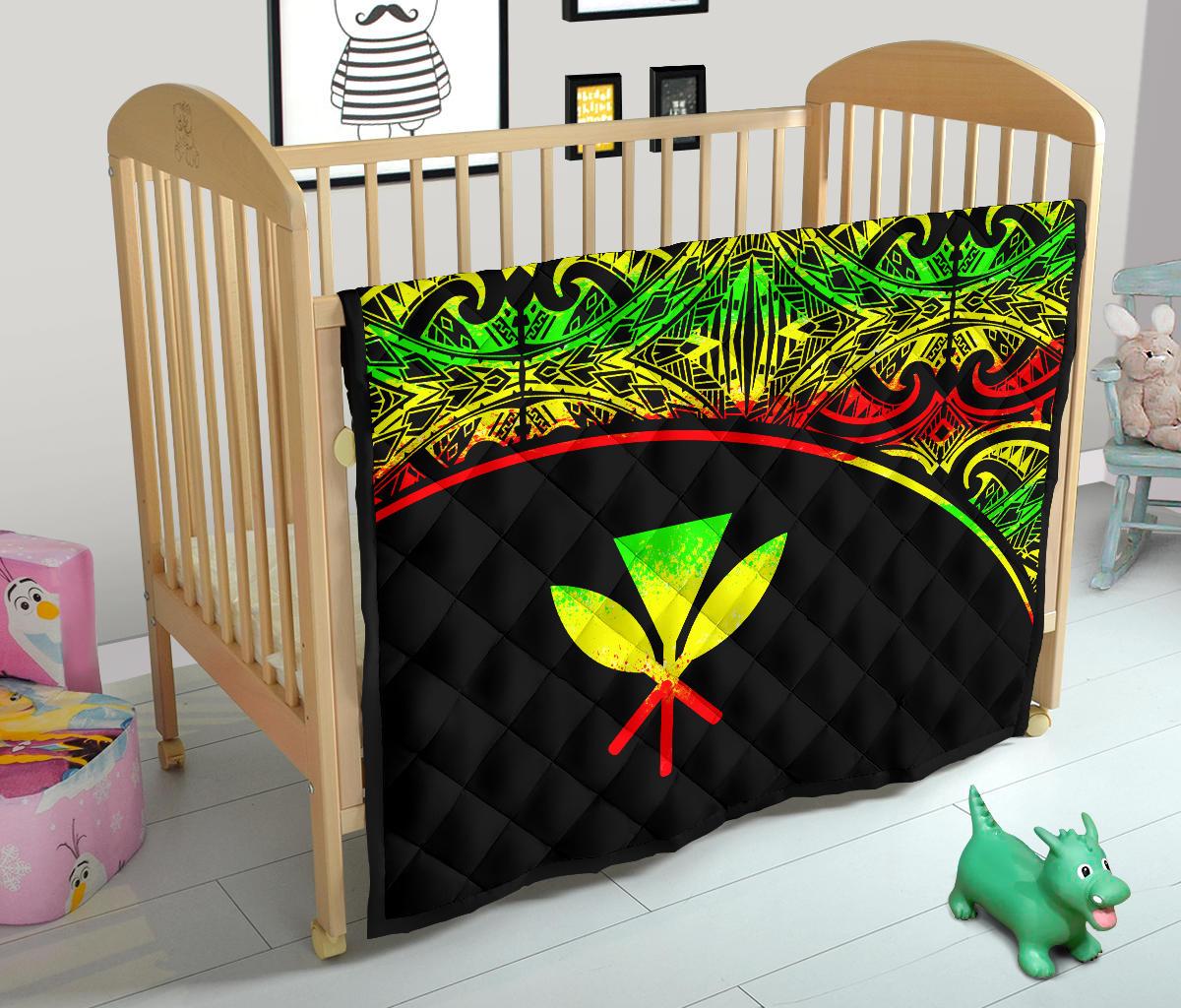 Hawaii Polynesian Premium Quilt - Reggae Kanaka Maoli Curve Version - Polynesian Pride