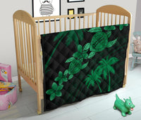 Hawaii Turtle Plumeria Coconut Tree Polynesian Premium Quilt - Green - Polynesian Pride