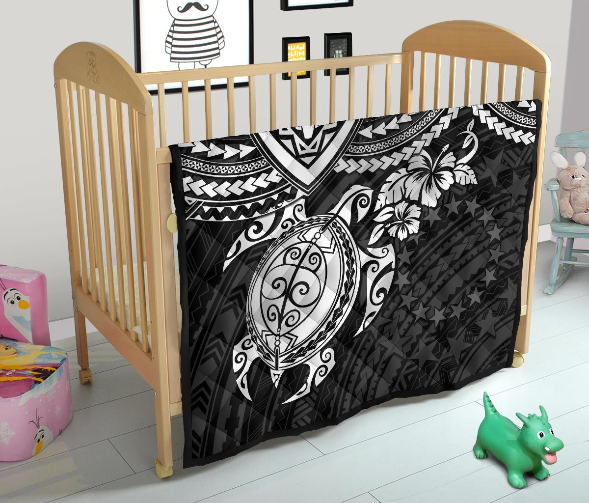 Cook Islands Polynesian Premium Quilt - White Turtle - Polynesian Pride