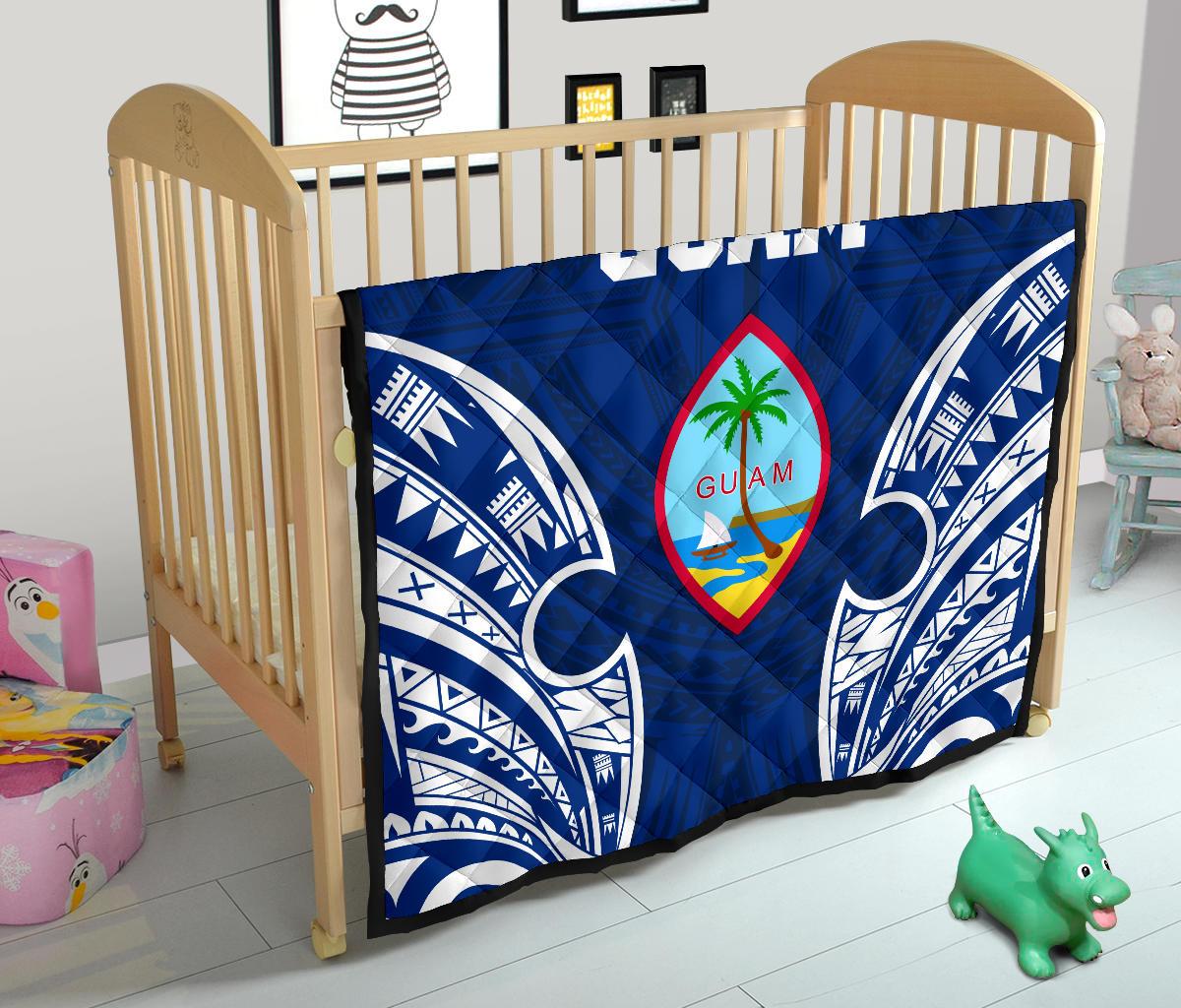 Guam Polynesian Premium Quilt - Pattern With Seal Blue Version - Polynesian Pride