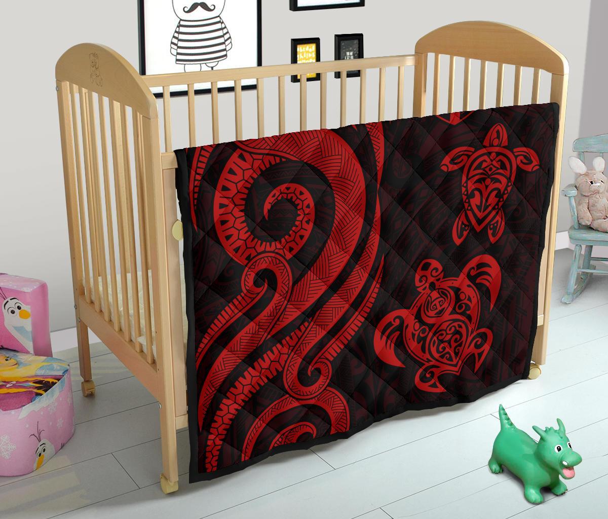 Fiji Polynesian Premium Quilt - Red Tentacle Turtle - Polynesian Pride
