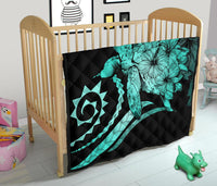 Hawaii Turtle Hibiscus Polynesian Vintage Premium Quilt - Turquoise - Polynesian Pride