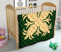 Hawaiian Premium Quilt Royal Pattern - Green - A2 Style - Polynesian Pride
