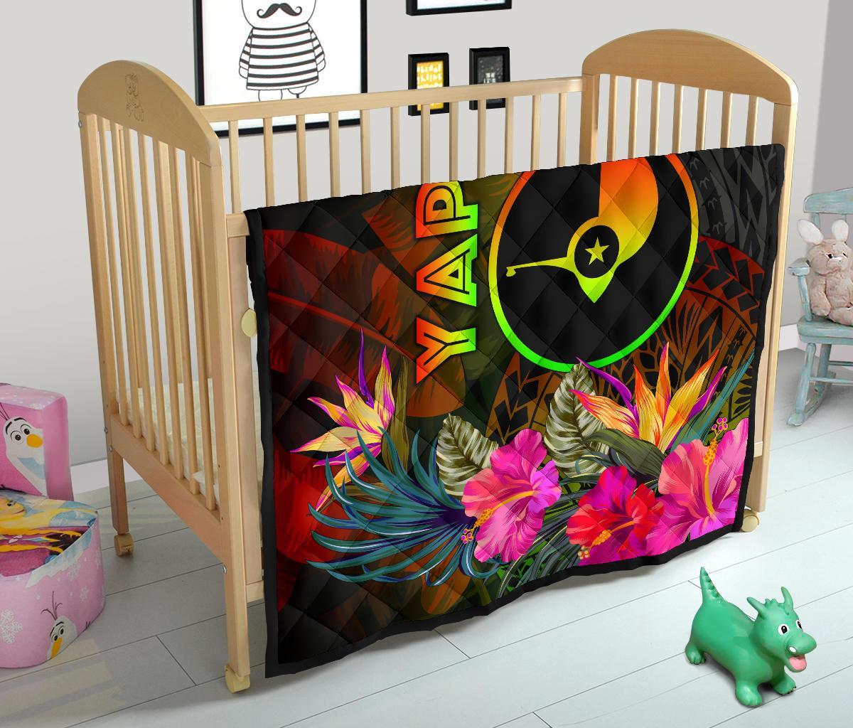 YAP Polynesian Premium Quilt - Hibiscus and Banana Leaves - Polynesian Pride