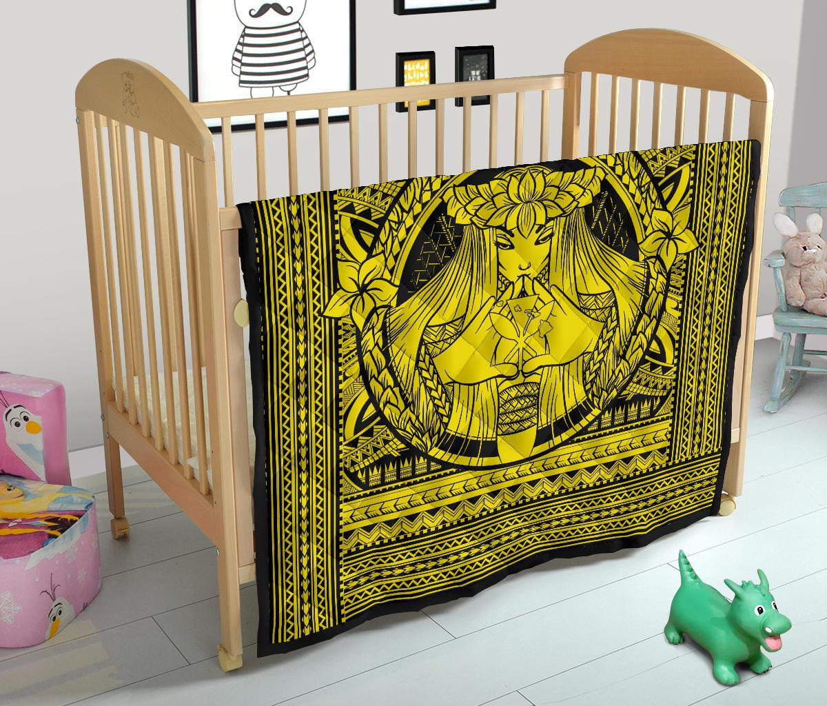 Hawaii Polynesian Pele Kanaka Premium Quilt Yellow - Polynesian Pride