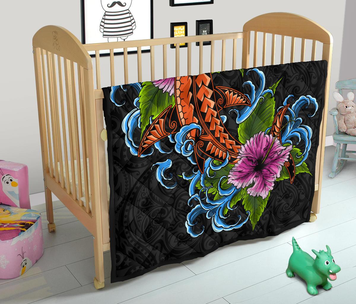 Hawaii Polynesian Premium Quilt - Cephalofoil Tattoo Hibiscus - Polynesian Pride