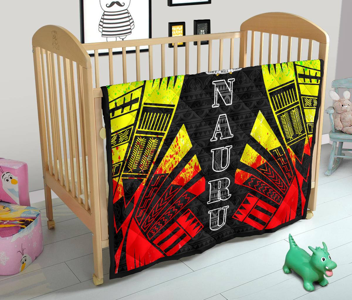 Nauru Premium Quilt - Nauru Coat Of Arms Polynesian Reggae Tattoo - Polynesian Pride
