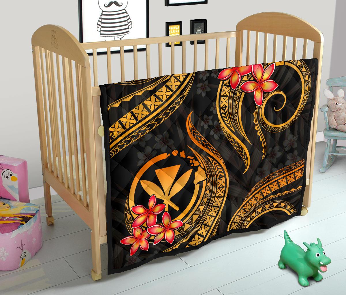 Polynesian Hawaii Premium Quilt - Gold Plumeria - Polynesian Pride