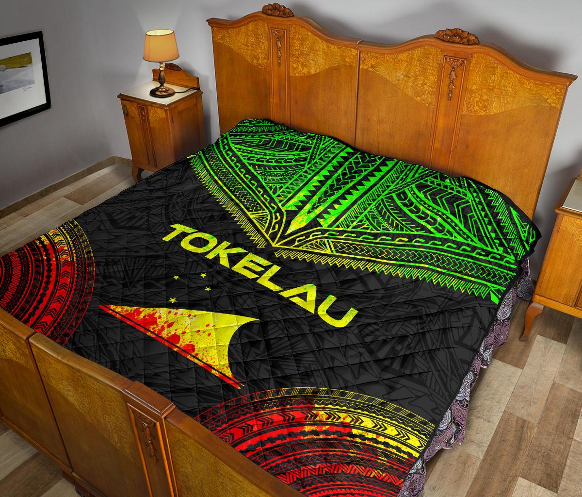 Tokelau Premium Quilt - Tokelau Flag Polynesian Chief Reggae Version - Polynesian Pride