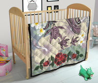 Hawaii Turtle Shark Hibiscus Premium Quilt - Beige - LH Style - Polynesian Pride